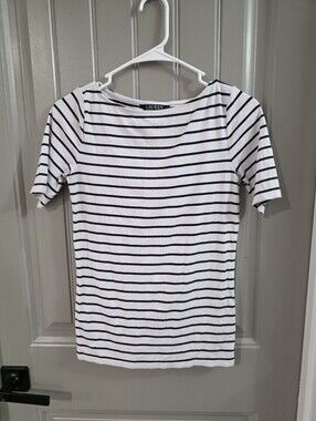 Lauren Ralph Lauren Womans Small Black And White Striped Top Nwot